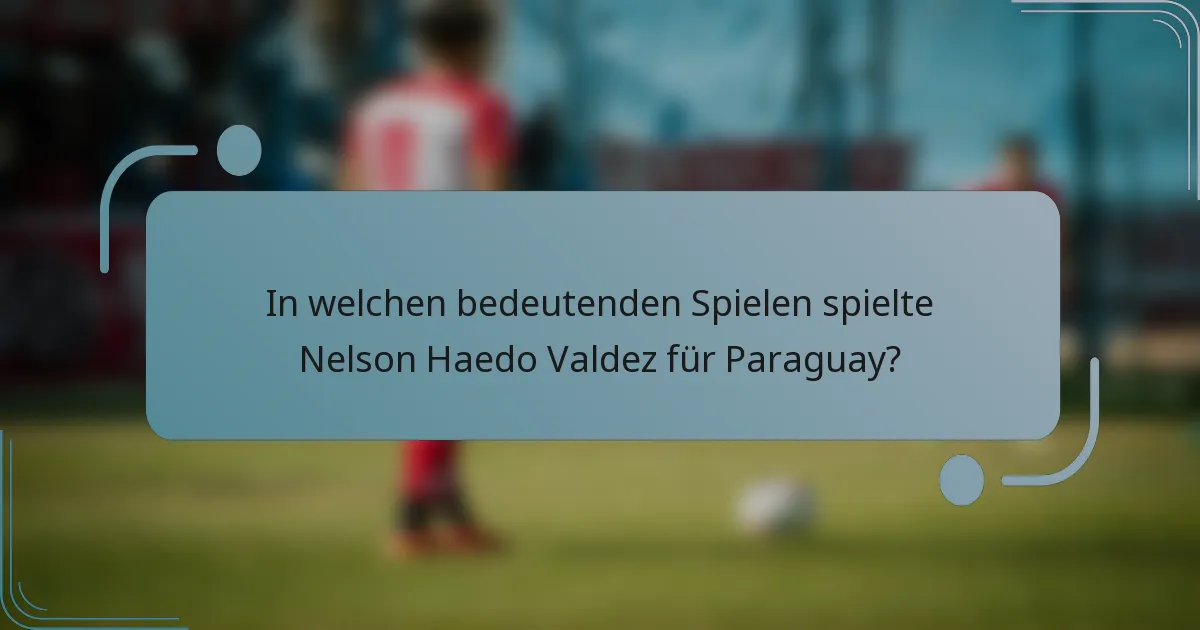 In welchen bedeutenden Spielen spielte Nelson Haedo Valdez für Paraguay?