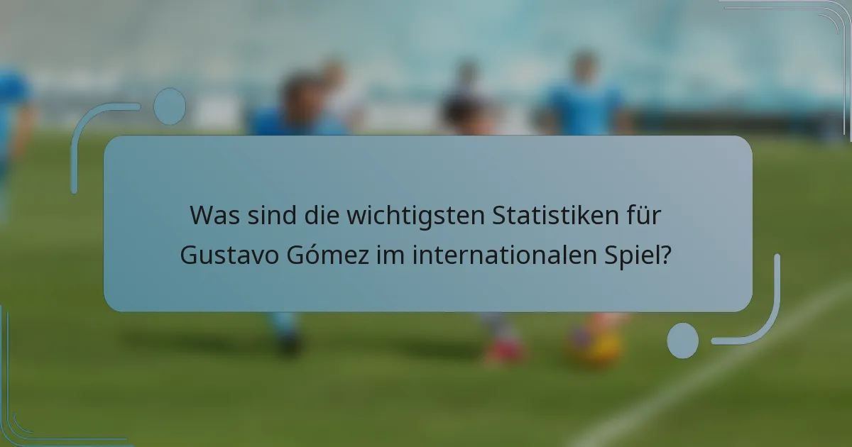 Was sind die wichtigsten Statistiken für Gustavo Gómez im internationalen Spiel?