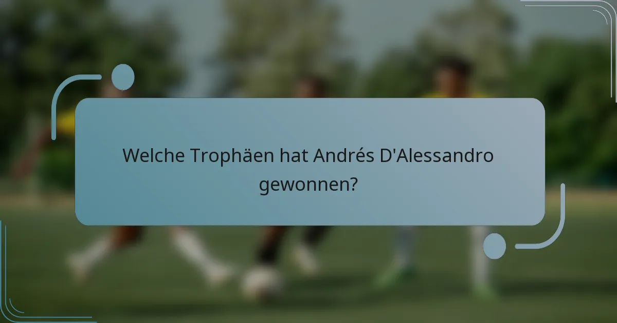 Welche Trophäen hat Andrés D'Alessandro gewonnen?