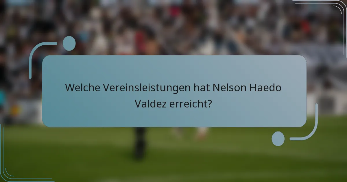 Welche Vereinsleistungen hat Nelson Haedo Valdez erreicht?